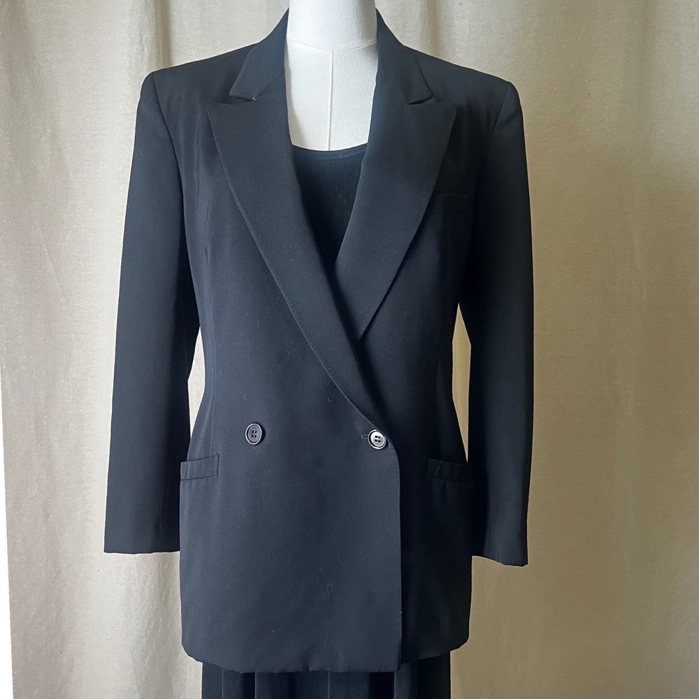 Vintage‎ Basile Black Wool Blazer Italy Minimal Tailored Jacket Sz M